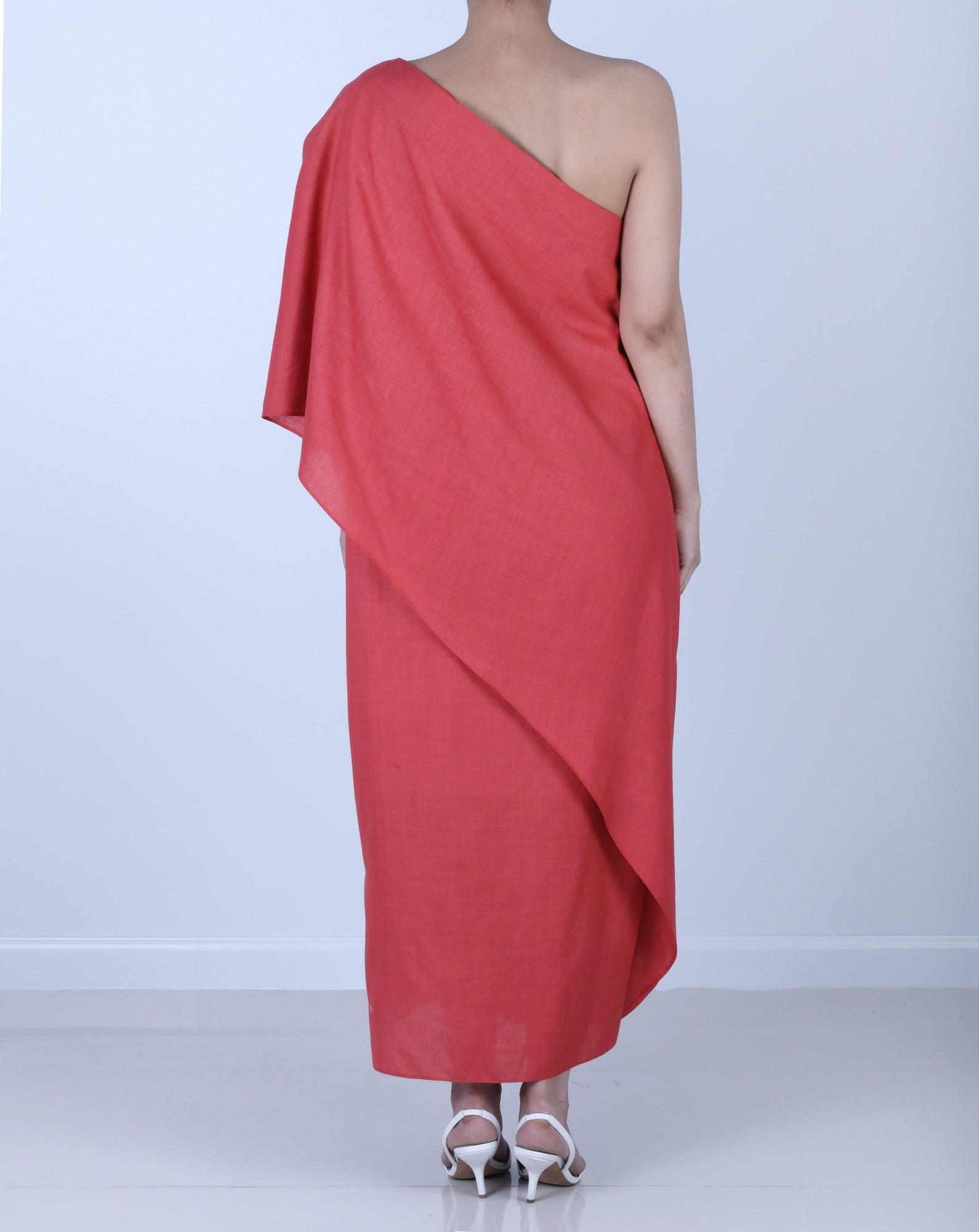 Red One Shoulder Kaftan