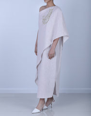 Beige One Shoulder Kaftan