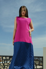 Fuchsia and navy blue kaftan