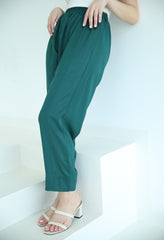 Silk Pants-S-Forest Green