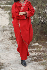 Red Bisht with Gold Details