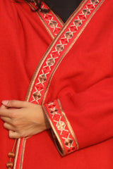 Red Bisht with Gold Details