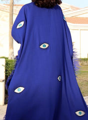 Blue Feather Eyes Abaya