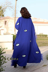 Blue Feather Eyes Abaya