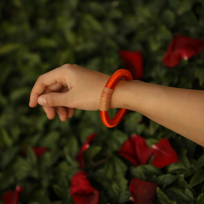 Wide Silk thread bracelet