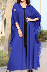 Blue Feather Eyes Abaya