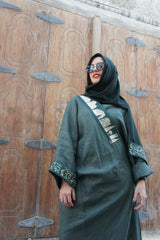 Saudi landmark linen abaya - Green