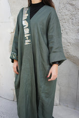 Saudi landmark linen abaya - Green