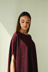 Maroon Jacquard Crepe Dress