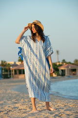 Oversized blue ikat kaftan