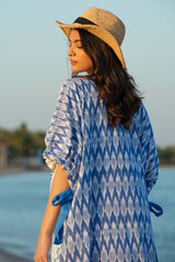 Oversized blue ikat kaftan