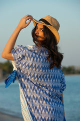 Oversized blue ikat kaftan