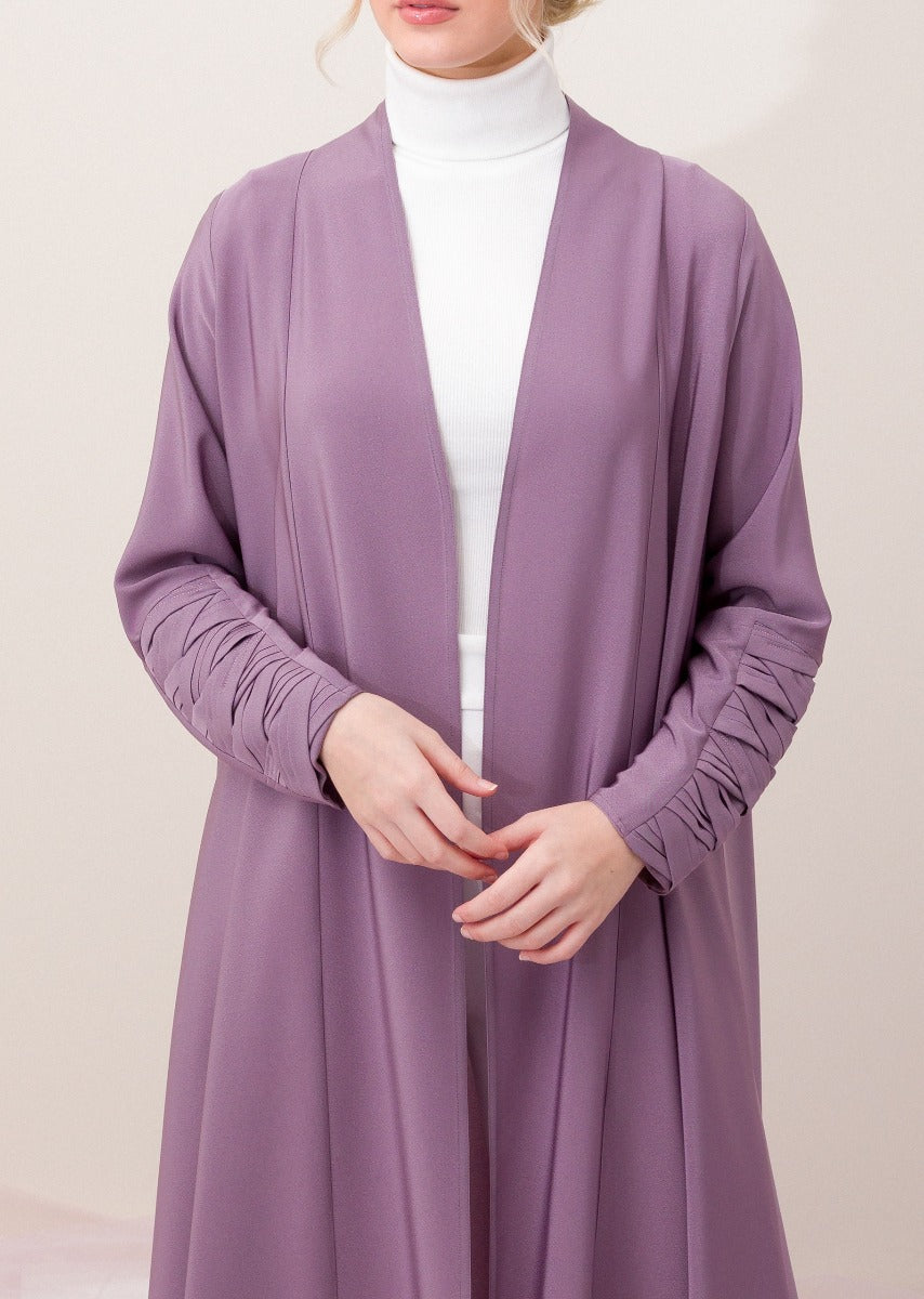 Braided Crepe Abaya - Purple