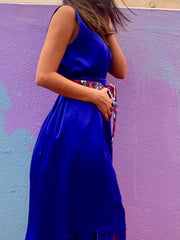 Double face Royal Blue Dress with belt