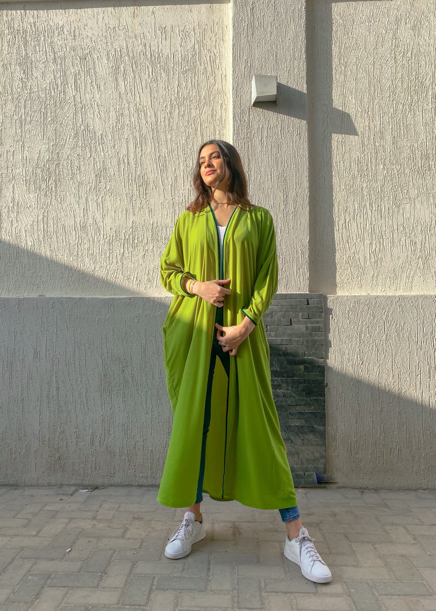 Lime Sour Velvet Abaya