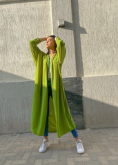 Lime Sour Velvet Abaya