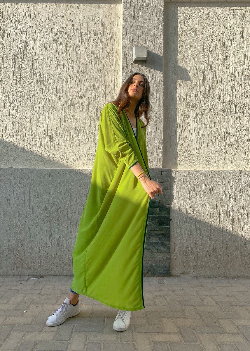 Lime Sour Velvet Abaya