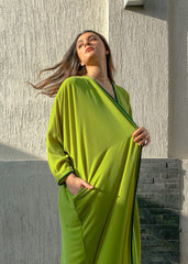 Lime Sour Velvet Abaya