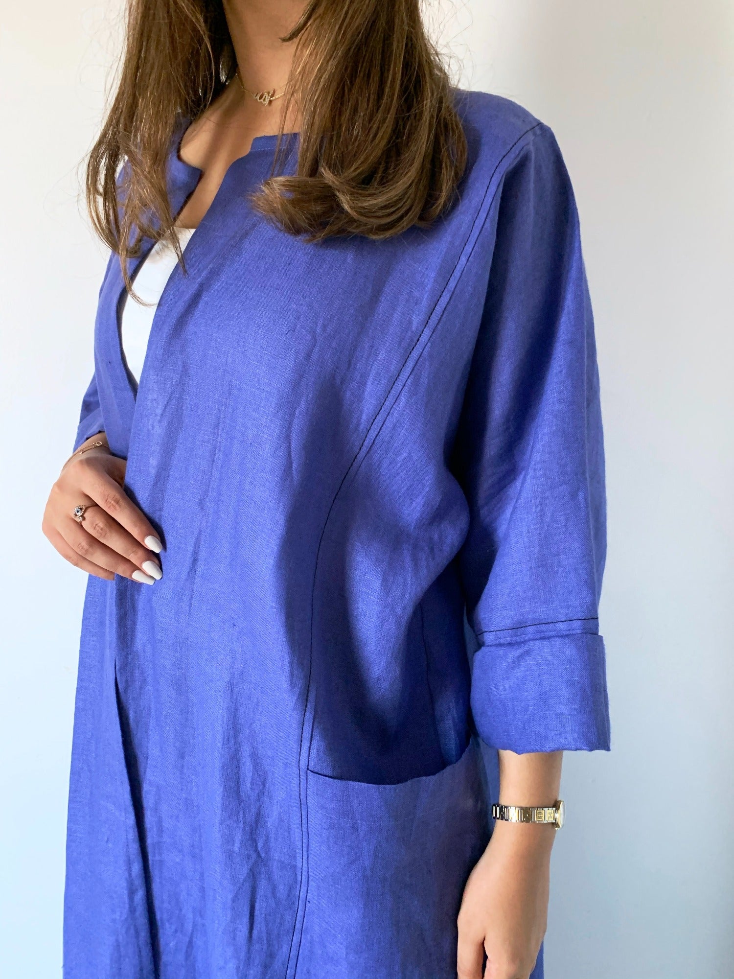 The Moana Abaya - Royal Blue Linen